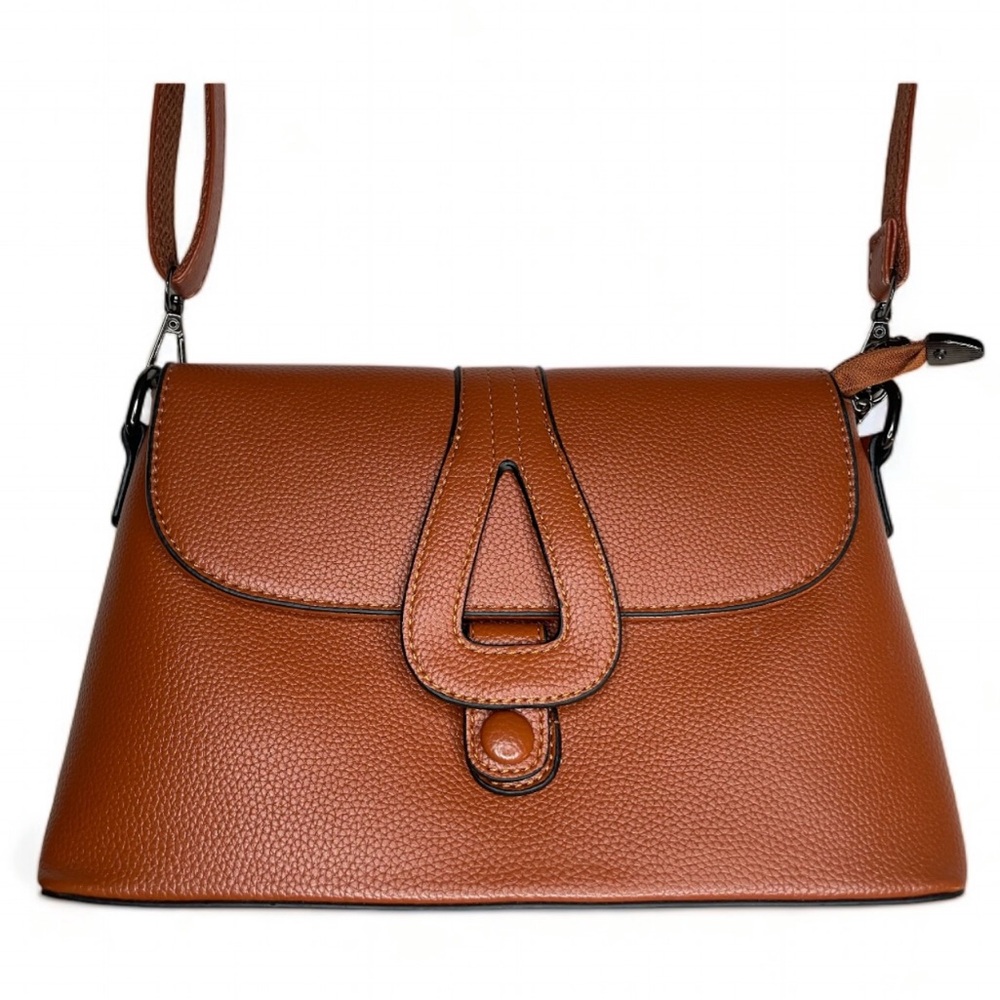 Wingace Small Crossbody Satchel Bag (Orange PU Leather, NWT)